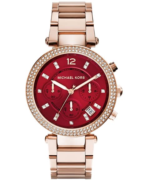 michael kors rose gold and diamond watch|Michael Kors parker chronograph watch.